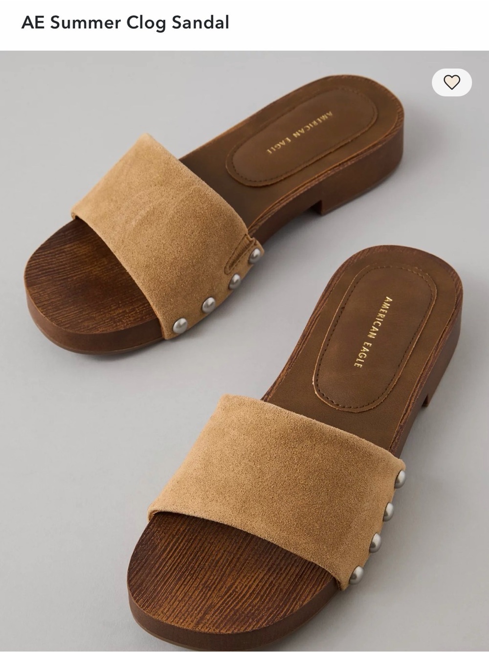 American Eagle Outfitters Tan Suede Slide Sandals with Stud Detail…. not worn